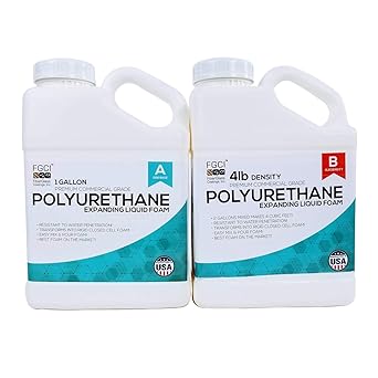 Polyurethane Expanding Liquid Foam 1/2 Gallon KIT, 4 LB Density Polyurethane Foam, Includes 1 Quart of A & 1 Quart Part B, 2 Part Polyurethane Marine Foam