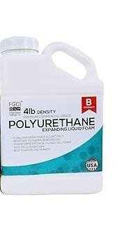 Polyurethane Expanding Liquid Foam 1/2 Gallon KIT, 4 LB Density Polyurethane Foam, Includes 1 Quart of A & 1 Quart Part B, 2 Part Polyurethane Marine Foam