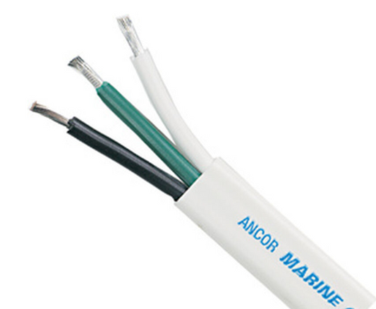 Cable 14/3 Flat WHT Triple (Black, Green, White) By Foot