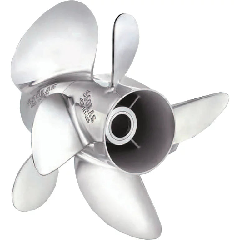 Dual Prop System (Front: 25 Tooth Spline/Rear: 15 Tooth Spline & Thru Hub Exhaust) STAINLESS STEEL 4-BLADE