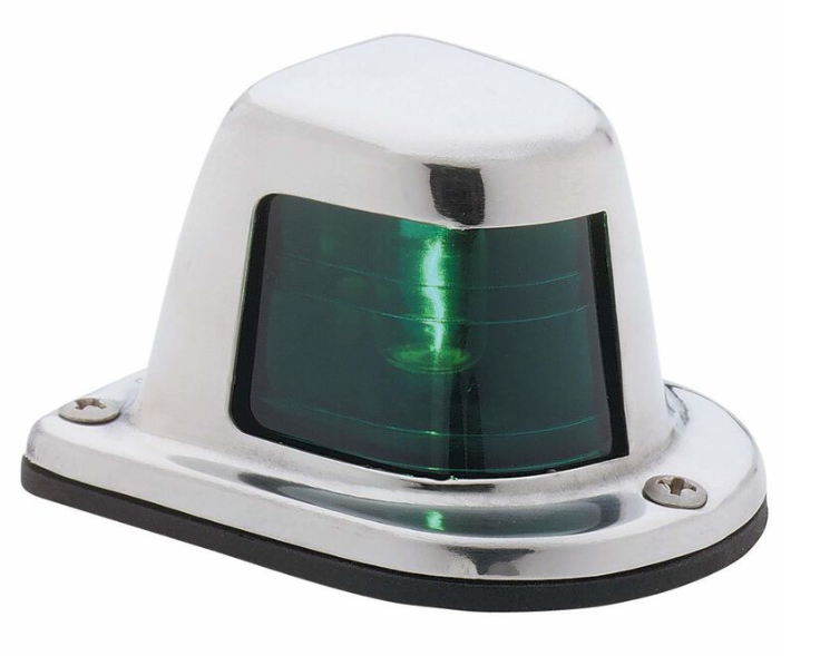 Attwood Side Lights Deck Mount, Stainless Steel - Green