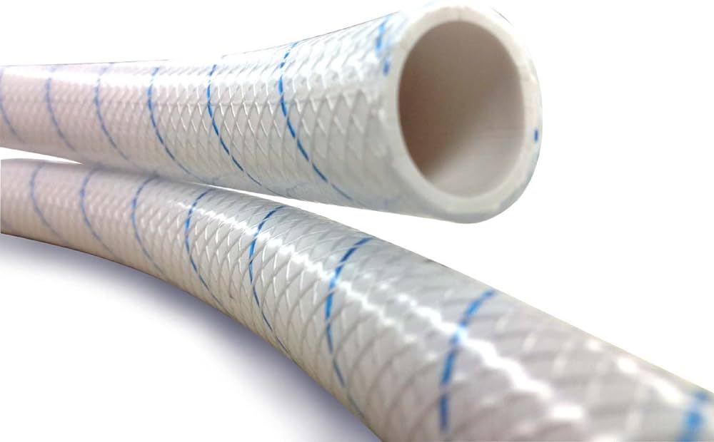 Shields Clear White PVC Tubing - Polyester Reinforced (Blue-Tracer