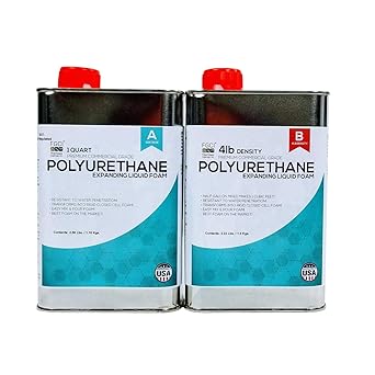 Polyurethane Expanding Liquid Foam 1/2 Gallon KIT, 4 LB Density Polyurethane Foam, Includes 1 Quart of A & 1 Quart Part B, 2 Part Polyurethane Marine Foam