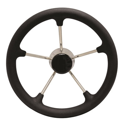 Marpac Stainless Steel Destroyer Steering Wheels with Foam Grip BLACK COMPOSITE CENTER CAP WITH BLACK FOAM GRIP