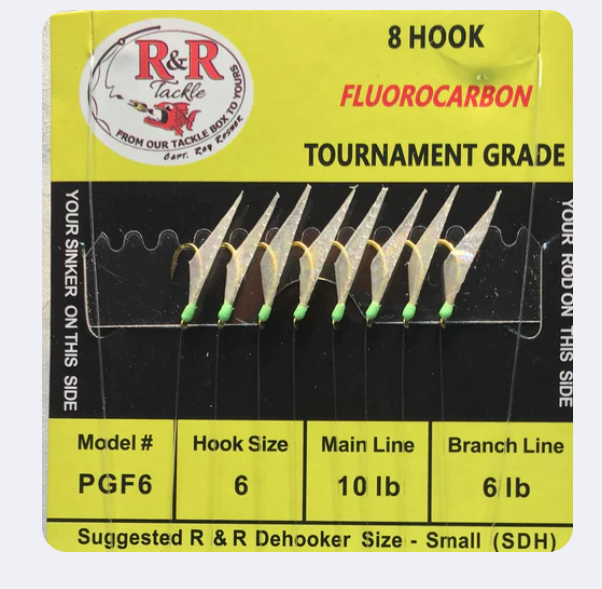 R&R Tackle 8 Strong Hooks Fluorocarbon PGF6