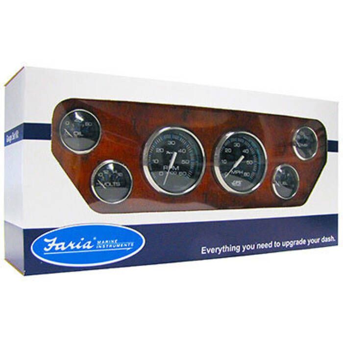 Faria Chesapeake Black Stainless Steel Gauges INBOARD BOXED SET INCLUDES: