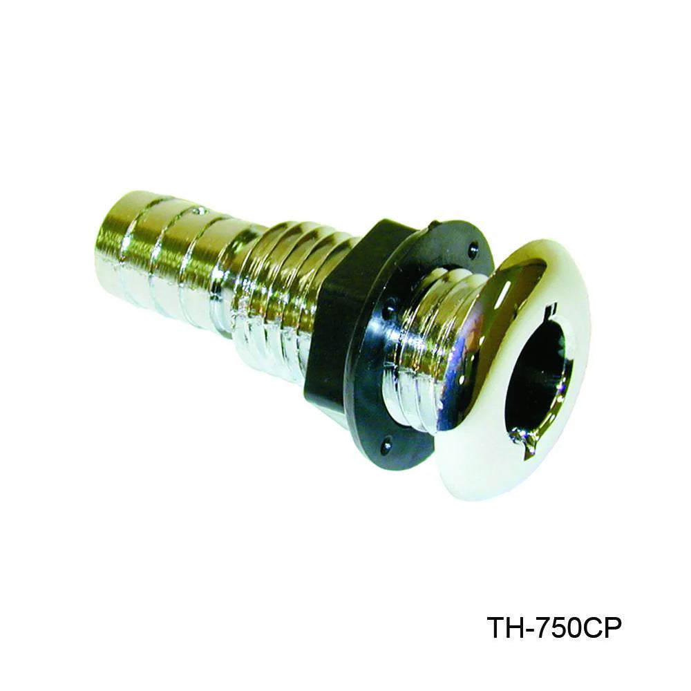 T-H Marine Straight Thru-Hull Connectors - Plastic CHROME PLATED