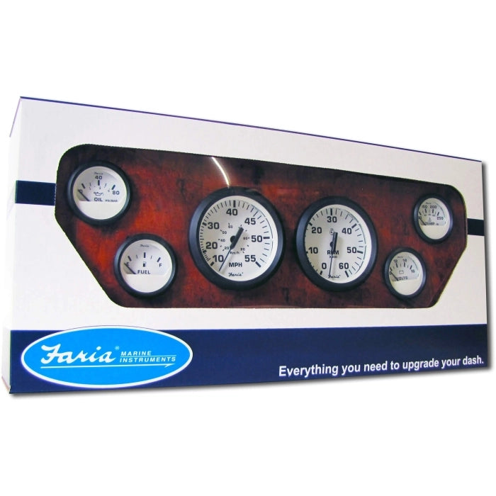 Faria Euro White Gauges INBOARD BOXED SET INCLUDES: