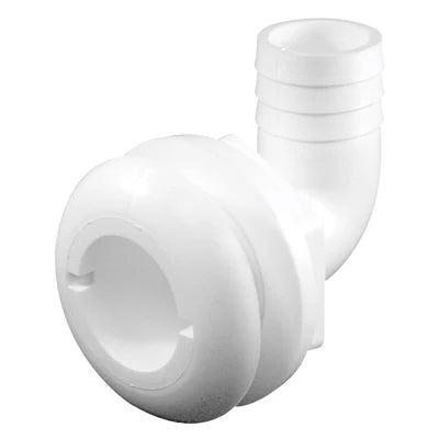 Marpac 90° Thru-Hull Connectors FITS 3/4” HOSE. THREAD LENGTH: 1”