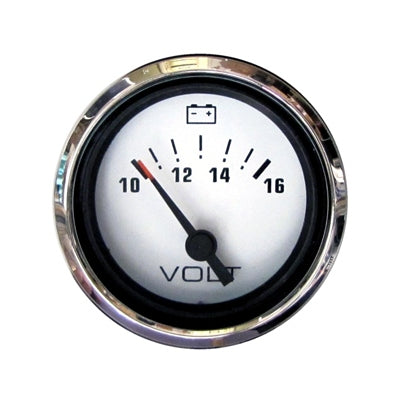 Voltmeter Gauge Chrome W/ White Face