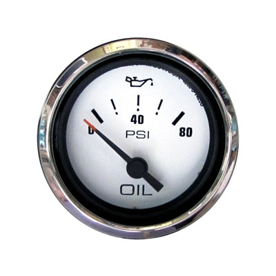 Oil Pressure Gauge Chrome W/ White Face