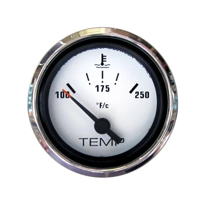 Water Temperature Gauge Chrome W/ White Face