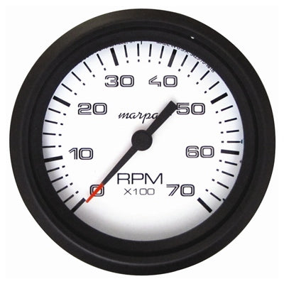 RPM Tachometer Black W/ White Face