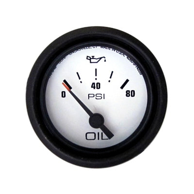 Oil Pressure Gauge Black W/ White Face