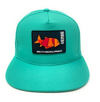 VENSE-HAT/CAP FLAT AQUA MARINE GREEN RUBBER PATCH