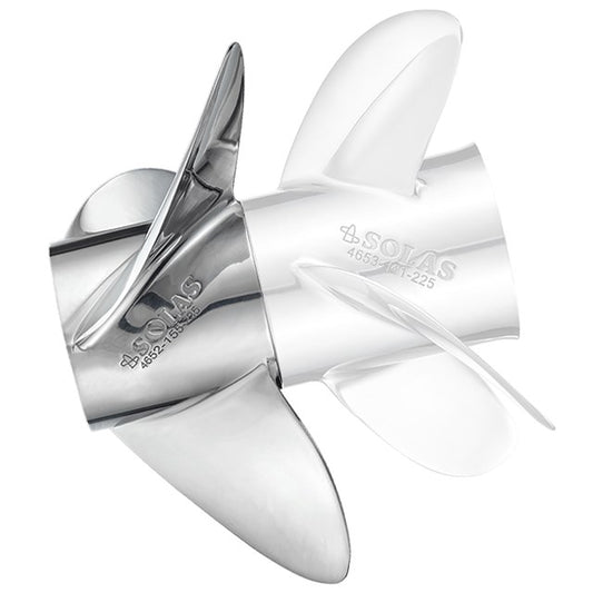 Dual Prop System (Front: 25 Tooth Spline/Rear: 15 Tooth Spline & Thru Hub Exhaust) STAINLESS STEEL 3-BLADE