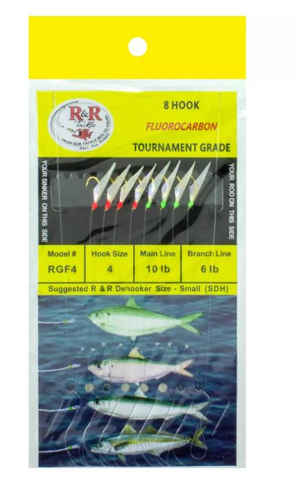 R&R Tackle 8 Strong Hooks Fluorocarbon RGF6 / Size 6